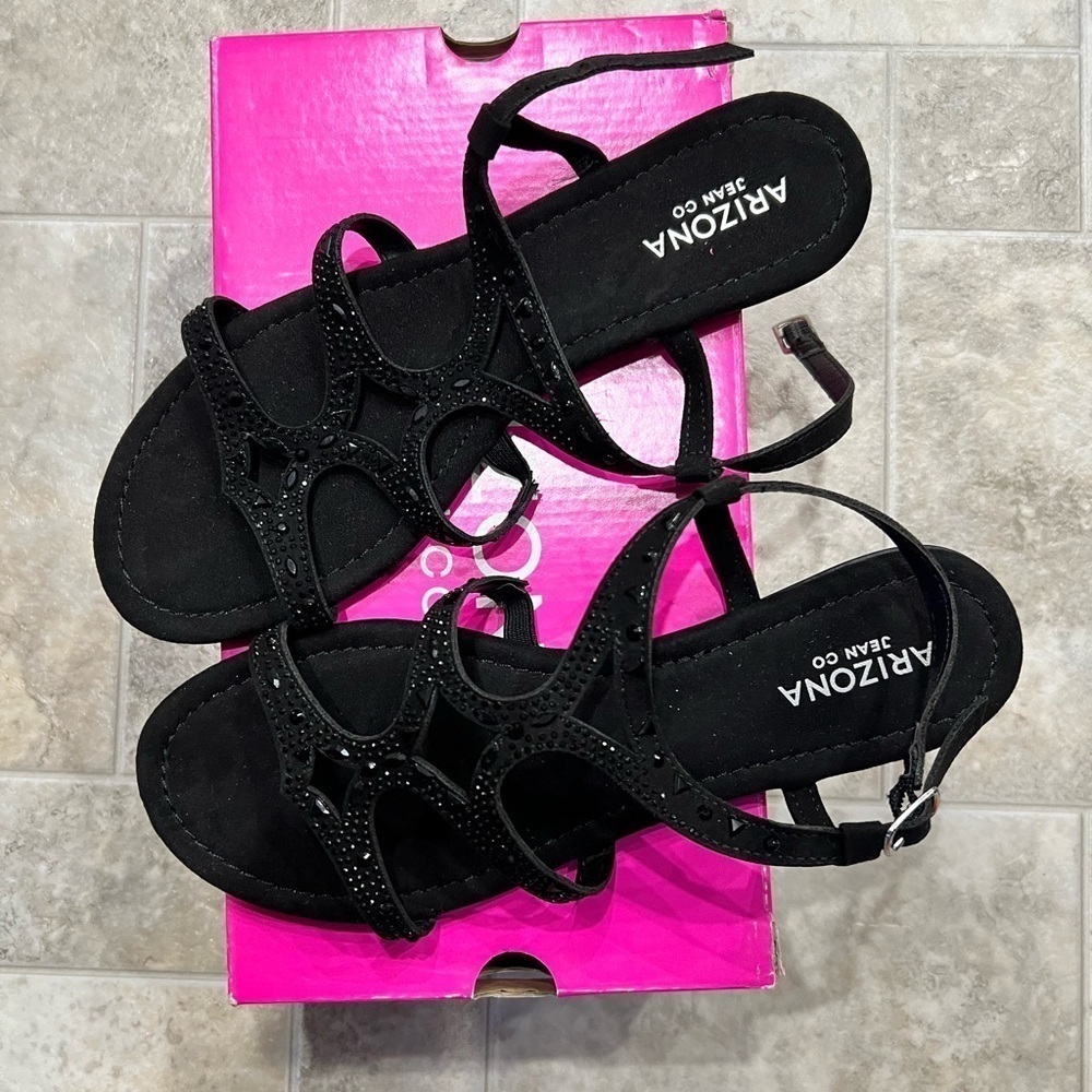 NEW NIB AZ Arizona black sandals dressy Marley 8.5 8 1/2